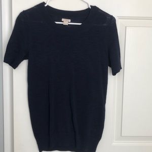 JCrew Short Sleeve Cotton Sweater Navy NWOT